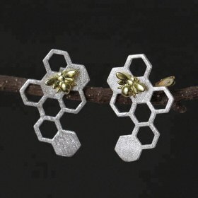 Silver-Honeycomb-Home-Guard-Dangle-fashion-earring (2)